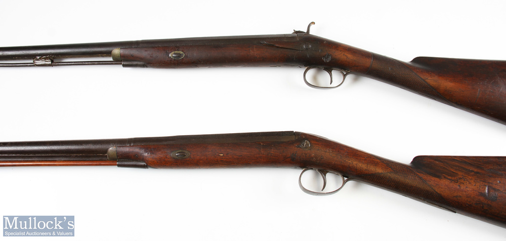 Two 19th century Percussion Rifles both with engraved lock plates, one engraved Smith the other with - Image 2 of 3