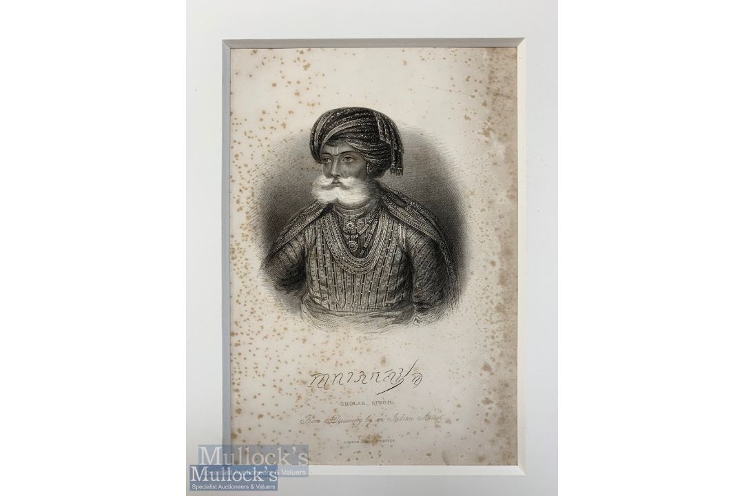 India & Punjab - Maharajah Gulab Singh of Kashmir Engraving - a fine steel engraving of Raja Gulab