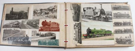 Large Scrap Album containing Prints of Locomotives dated 1897-1898 but locos appear to be from