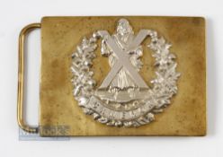 Cameron Highlanders military belt plate with scratched marks to reverse, 3 3/8