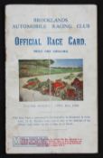 1928 Brooklands Official Race Card - Easter Monday 9th April - a 32 page programme featuring 8 Races