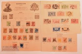 Sweden - Sheets of Postage Stamps from An 1890s Album Collection of 40 stamps ranging from 1859 to