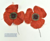 c1920 Two Haig Fund Injured Solders silk Poppies Haig Fund started in the 1920s to raise money for
