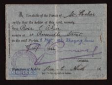 World War II - Identity Card Issued in Jersey During German Occupation 1942 -Issued to a Mrs. Rose E