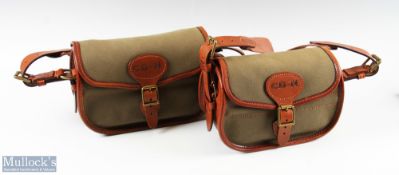 2 x Brett Parsons Brown & Canvas Shotgun Cartridge Pouch case (100/150) both with CD N monogram to