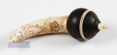 Wild Boar's Tooth Tobacco Trench Art Hand Engraved Snuff Mull length approx. 11cm