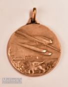 Schneider Trophy Cup Air Races, 1927 White Metal Medallion - Obverse; Racing Seaplane, and winged