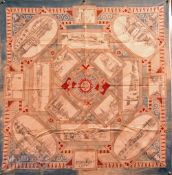 British Empire Exhibition, 1924 large colourful printed cloth illustrating 15 of the largest