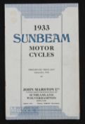 Sunbeam Motorcycles 1933 Sales Catalogue. An 8 page fold out sales catalogue illustrating 3 of their