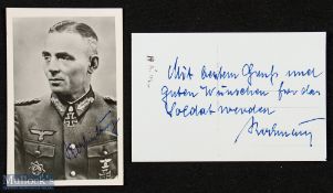 WWII - Autograph - Carl Rodenburg (1894-1992) Signed Photocard inscribed to the reverse with