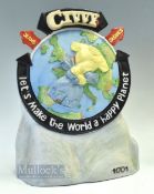 Ceramic Shop Advertising for Civvy Jeans, Let's Make the World a Happy Planet, matt glazed display