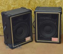 NJD Electrics Speakers no details apparent, measures height 54cm, width 41cm, depth 24cm with handle