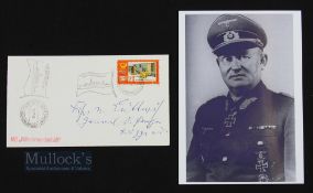 General Heinrich Freiherr von Luttwatz signed postal cover, 1964 German cover with a reproduction