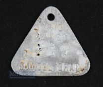 WWII Buchenwald Camp SS Bekleidungsmarke Rare metal clothing tag used for a grey long coat worn by