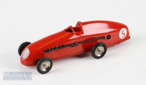 Triang Minic Clockwork Tinplate Race Car in red with number 5 to rear of car, no key