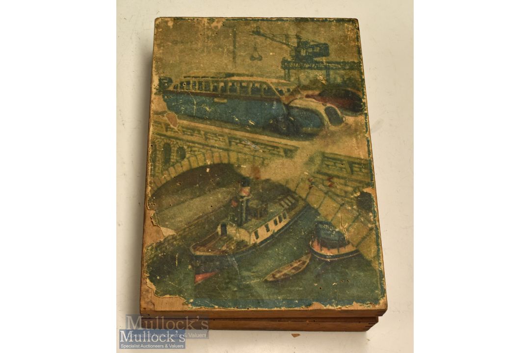 1920s/30s Children's Picture Block Puzzle - depicts 6 themes all military/transport related, - Image 2 of 2