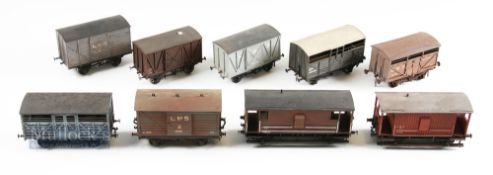 9x O Gauge Fine-scale Model Railway Box Wagon, Cattle Wagon, Beers Van, well-made kit models by