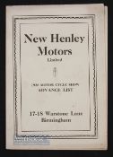 New Henley Motors 1928 Motorcycle Sales Catalogue - Show Advance List. An 8 page fold out sales