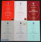 Selection of French Rugby Dinner Items (6): Guest Lists including games versus Wales 1981 & 1995,