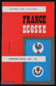 1963 France v Scotland Rugby Programme: Issue from the Paris game won 6-3 by the visitors. VG
