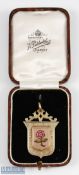1890/91 Lancashire County FC Rugby yellow metal Medal awarded to T Whittaker the obverse features an