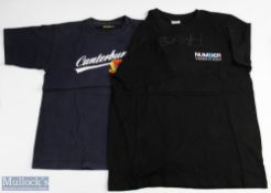 Signed All Black Legends T-Shirts (2): Men's Medium Black T-shirt with 'Numbers: In Behind NZ Rugby'