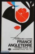 1970 France v England Rugby Programme: Colourful magazine-style Colombes issue for this huge 35-13