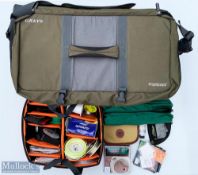 Greys Platinum green fishing case with pocketed lid, compartmental inners with zip compartments,