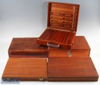 A collection of 5 wooden boxes for Fishing Accessories consisting of - Abu Sweden rig box 12