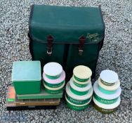 Efgeeco The Major Fishing Green Box Seat, full of plastic bait boxes and Efgeeco trays, in used