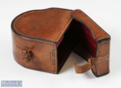 Fine example of Hardy Alnwick block leather reel case for No 2 Silex Spinning Reel - All original