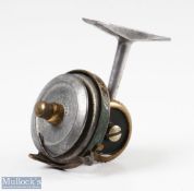 A Allan, Glasgow Spinet Fixed Spool Reel RHW with exposed gearing with alloy spool, shows signs of