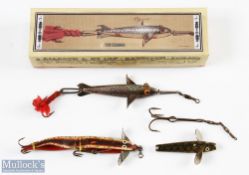 Gregory/Allcocks Paragon lure with 4 claw glass eyes, body 3