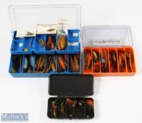 3x Plastic Fly Boxes with over 60 tube flies, 50 Waddingtons and 15 small tubes and hitch flies