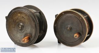 2x Heaton Made Victorian Salmon Fly Reels one 4 3/8