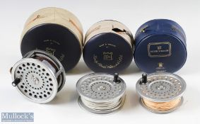 Hardy Alnwick Marquis Salmon No 2 fly reel brass ribbed foot, runs well, shows signs of wear, plus 2