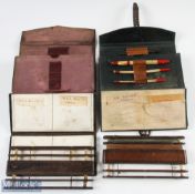 2x Anglers Float Winder Compendiums one in lack finish the other in green, both with line winders,