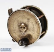 Hardy Alnwick Birmingham brass and ebonite Salmon Reel, 3 ½