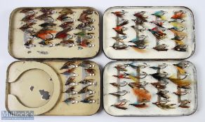 Mallochs black japanned Fly Box with 39 single salmon flies; Mallochs black japanned fly box with