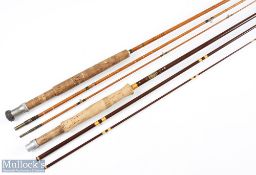 Hardy Alnwick 'Jet' Hollow glass fly rod 8' 3pc line 6# alloy sliding reel fitting, agate lined butt
