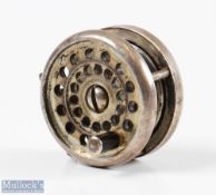 Hallmarked Silver Miniature Fishing Reel, Birmingham 1989 EM 2cm diameter