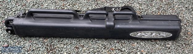 K I S Sportstube Fishing Rod Case, hard plastic adjustable case with 2 wheels, in used condition,