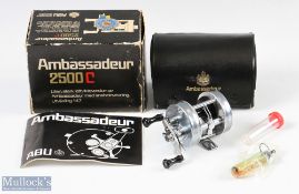 ABU Ambassadeur 2500C type I multiplier reel in metallic grey foot stamped 751100, year 1975, twin
