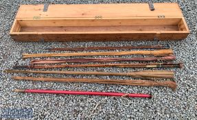 Neville Schute Norway (1899-1960) Owned Fishing Rods and Wooden Travel Rod Case - the case stamped