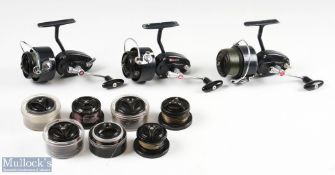 Mitchell 410 High Speed Fixed Spool Reel, runs well, plus spare spool and zip case; Mitchell 410