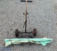 Fishing Trolley seat box, square metal tube construction with inflatable tyre, unbranded, plus a