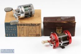 ABU Sweden Bait Casting Reel Ambassadeur 6000 No 040500, in original ripped leather case, runs