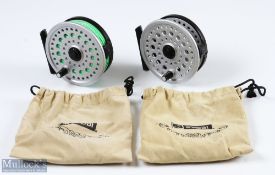 2x Ryobi 355 MG Superlight Fly Reels each with tension adjuster to rear, both run smooth in makers