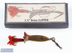 Scarce unnamed Allcocks Brass Clipper lure with 4 claw glass eye, body 2