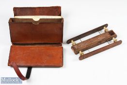 Carter & Co Ltd London, brown leather coarse Fishing Tackle Wallet with two double sided pockets, an